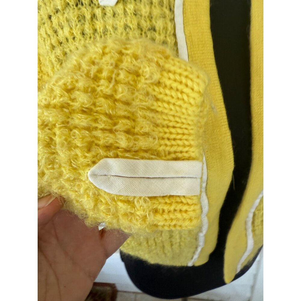Vintage 50's Serbin Yellow Wool Womens Cardigan Sweater Yellow Siz M - Picture 7 of 14
